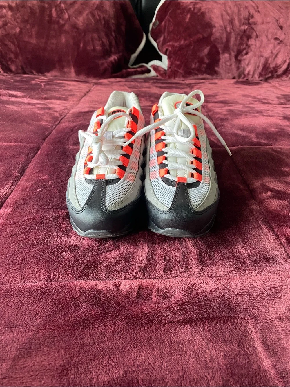 Nike Kids White and Orange Sneakers with Black Trim
